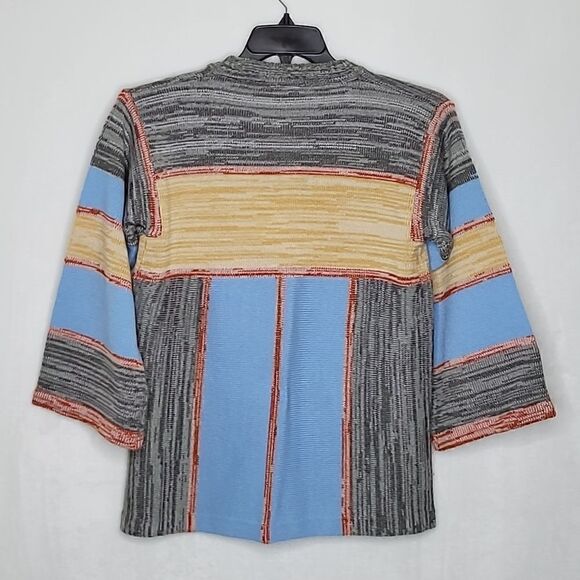 Daddy's Money 3/4 Wide Sleeve V Neck Aztec Print Vtg 70s Sweater Size Large - Picture 8 of 8